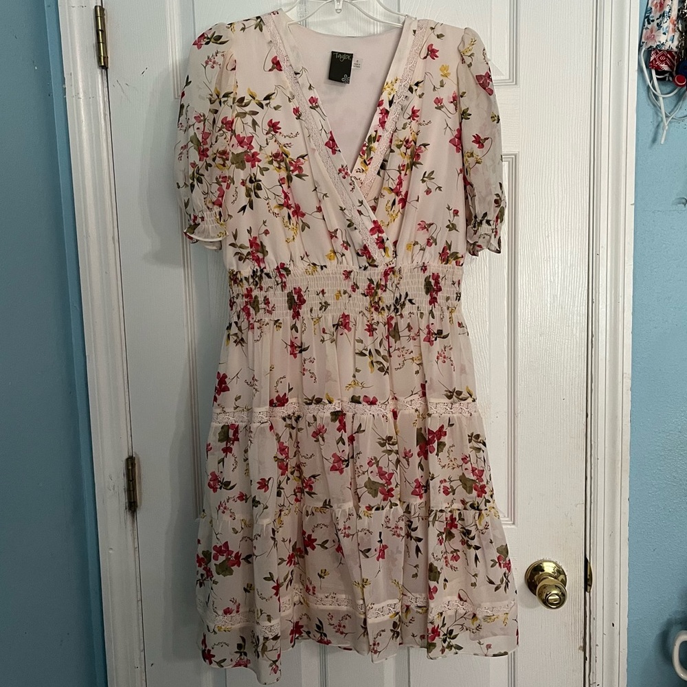 Blush Pink Floral Lace Dress